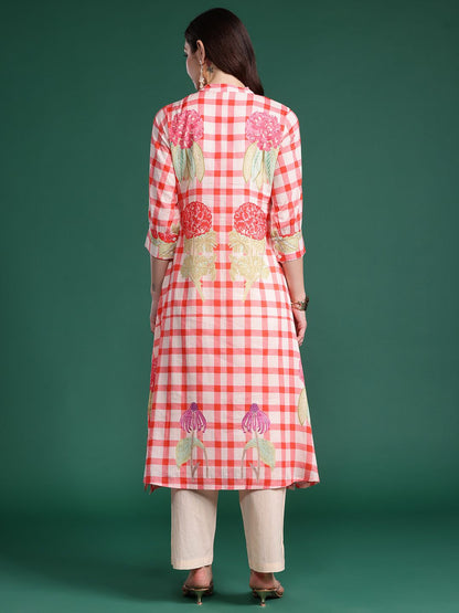 Dhiyona IE Floral Printed Regular Pure Cotton Kurta with Trousers