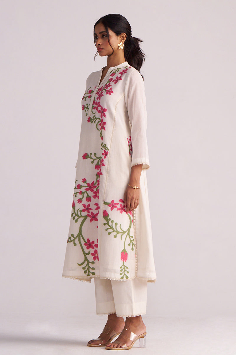Dhiyona GF Women's Ivory Woven Pure Cotton Co-ord Set