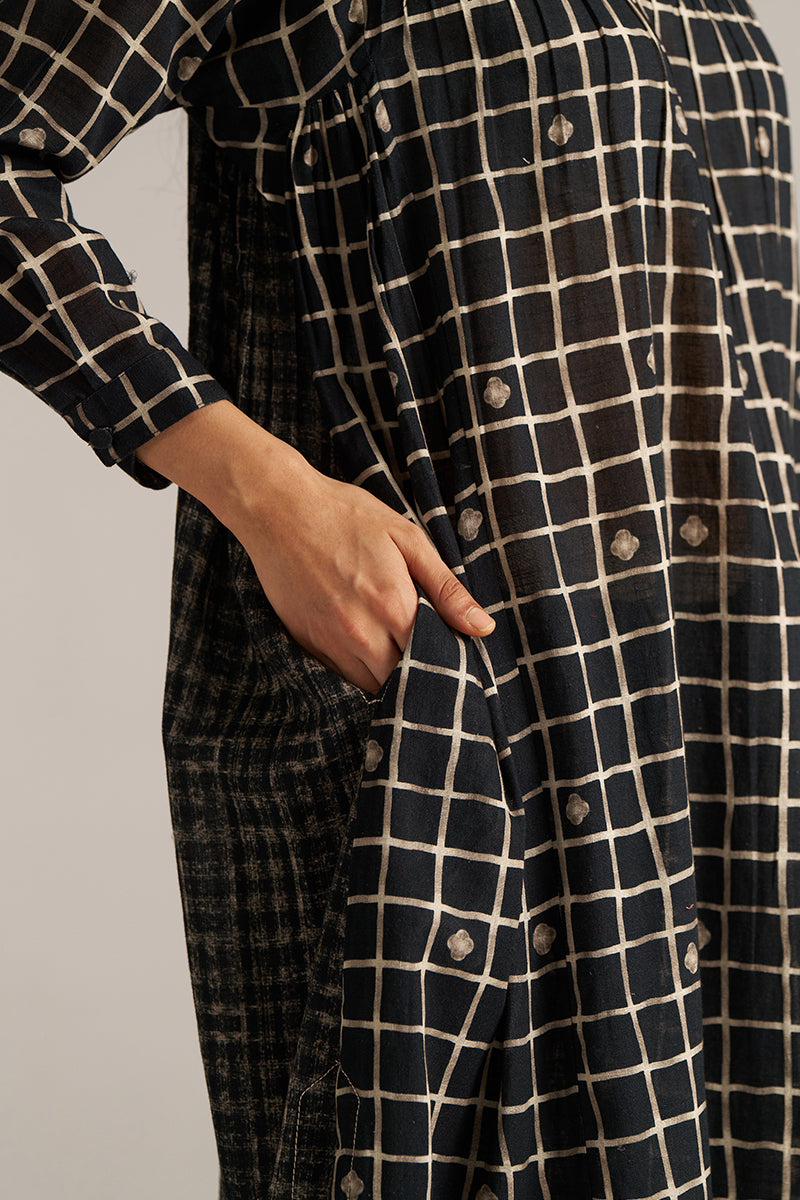Dhiyona GF Women's Black Check Print Linen Co-ord Set