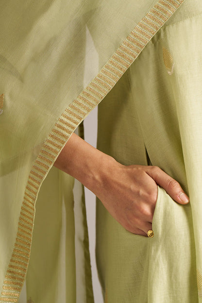 Dhiyona GF Women's Pistachio Woven Mul Cotton Festive Kurta Set