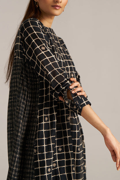 Dhiyona GF Women's Black Check Print Linen Co-ord Set