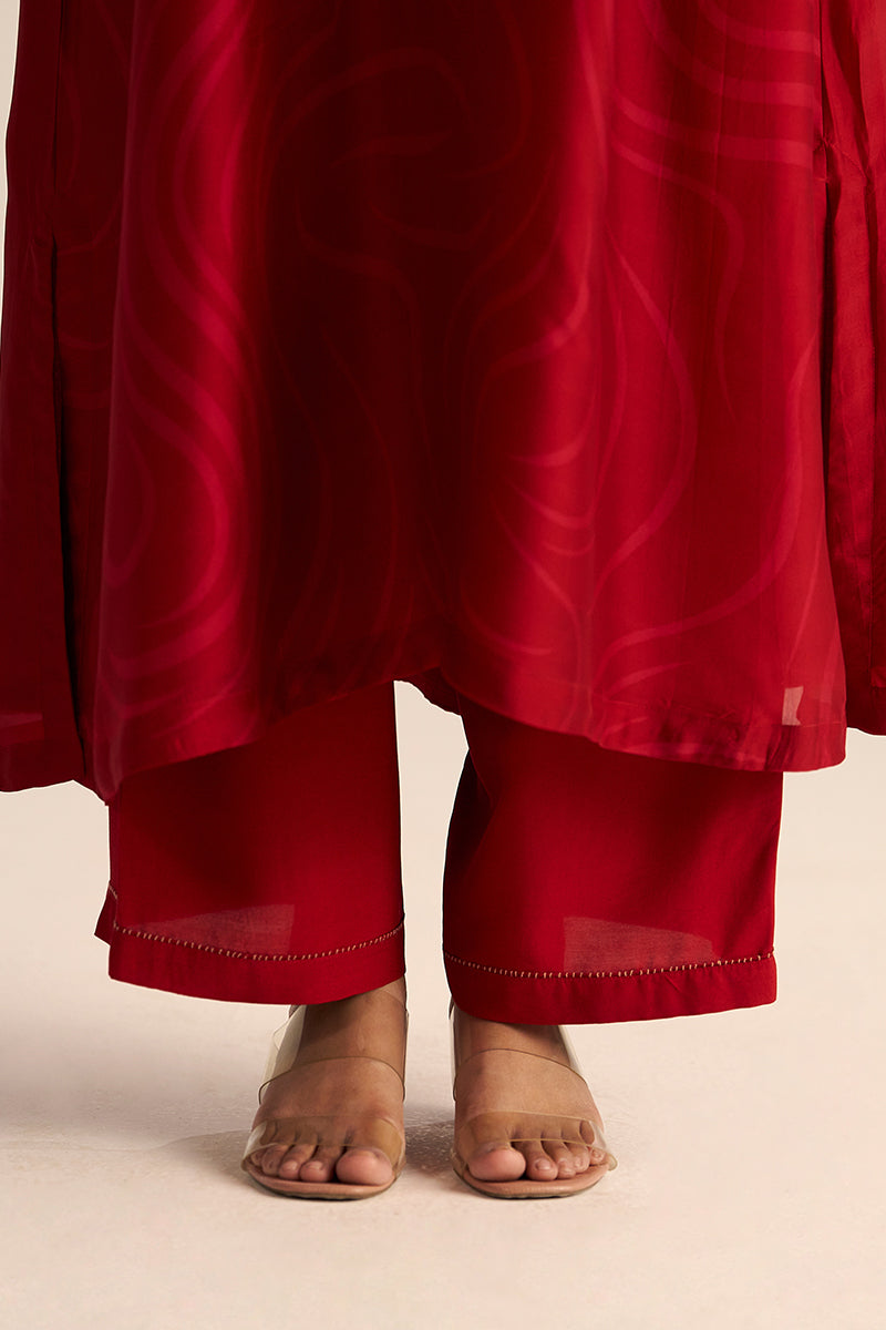 Dhiyona GF Women's Chili Pepper Red Silk Print Co-ord Set