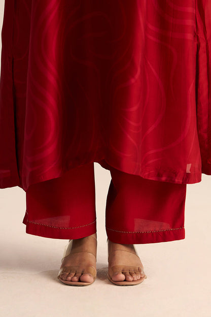 Dhiyona GF Women's Chili Pepper Red Silk Print Co-ord Set