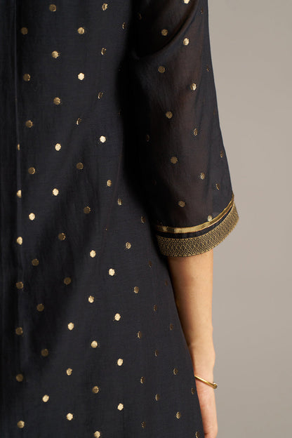 Dhiyona GF Women's Black Zari Woven Mul-Chanderi Festive Co-ord Set