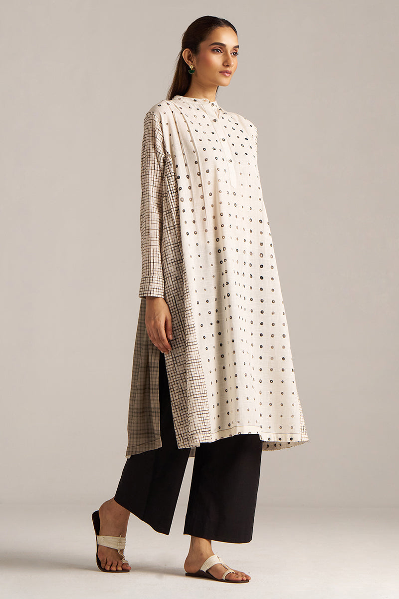 Dhiyona GF Women's Off White and Black Print Linen Co-ord Set