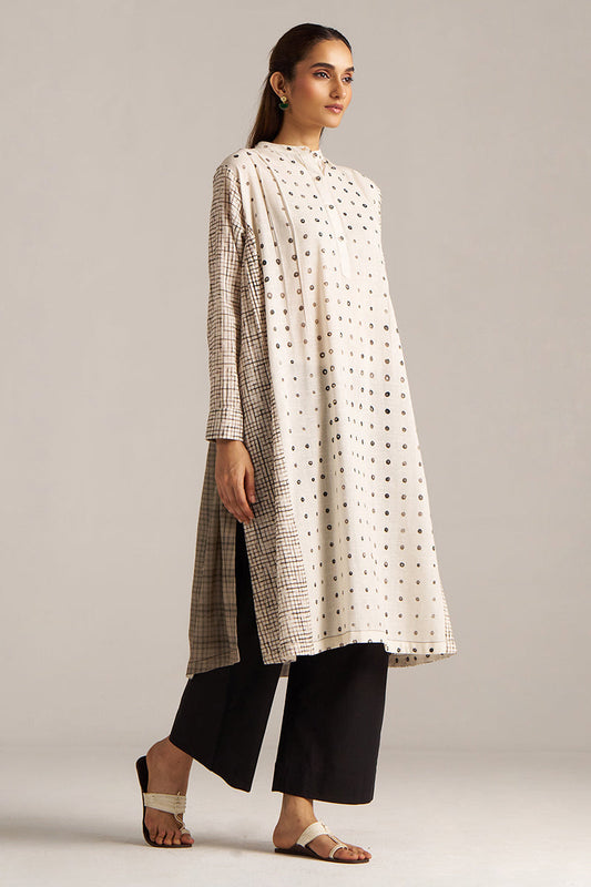 Dhiyona GF Women's Off White and Black Print Linen Co-ord Set