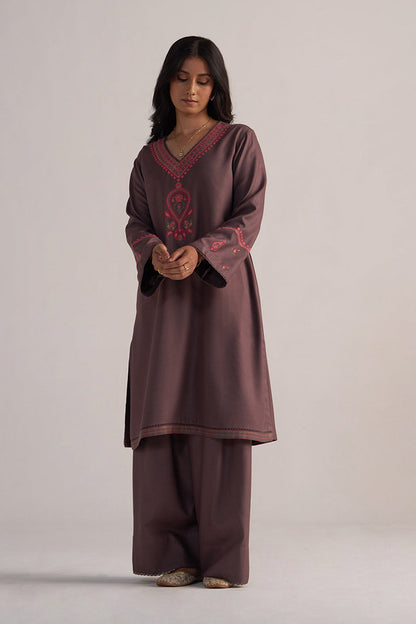 Dhiyona GF Women's Plum Truffle Pashmina Kurta Set