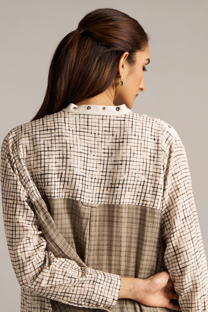Dhiyona GF Women's Off White and Black Print Linen Co-ord Set