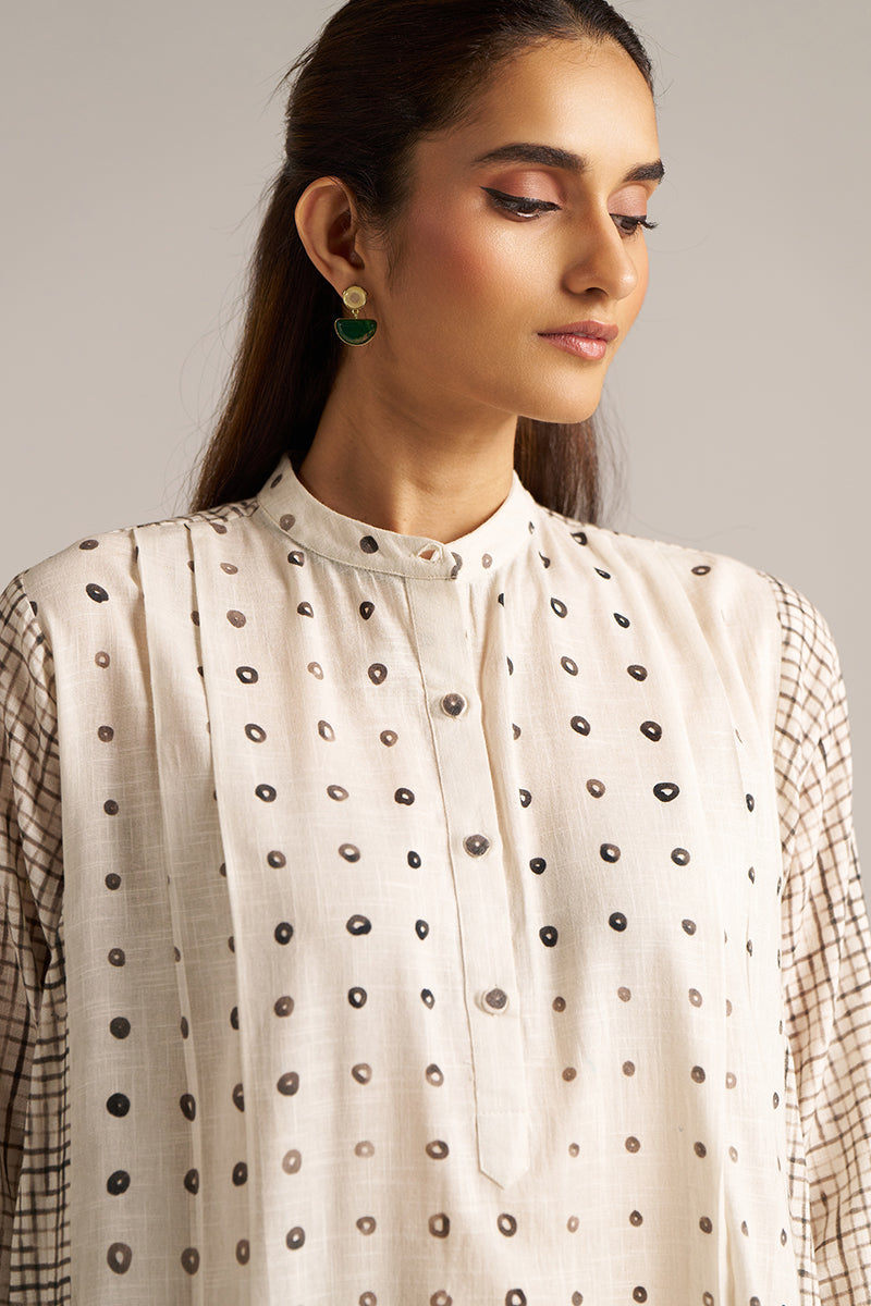 Dhiyona GF Women's Off White and Black Print Linen Co-ord Set