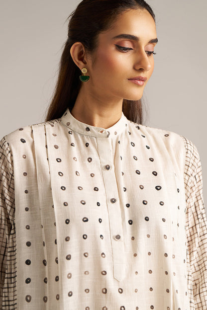 Dhiyona GF Women's Off White and Black Print Linen Co-ord Set