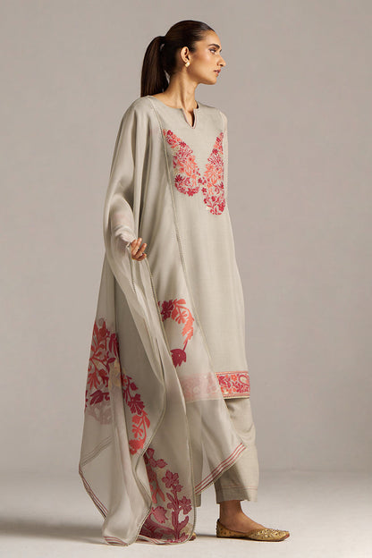 Dhiyona GF Women's Grey Woven Orgenza Kurta Set