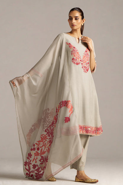 Dhiyona GF Women's Grey Woven Orgenza Kurta Set
