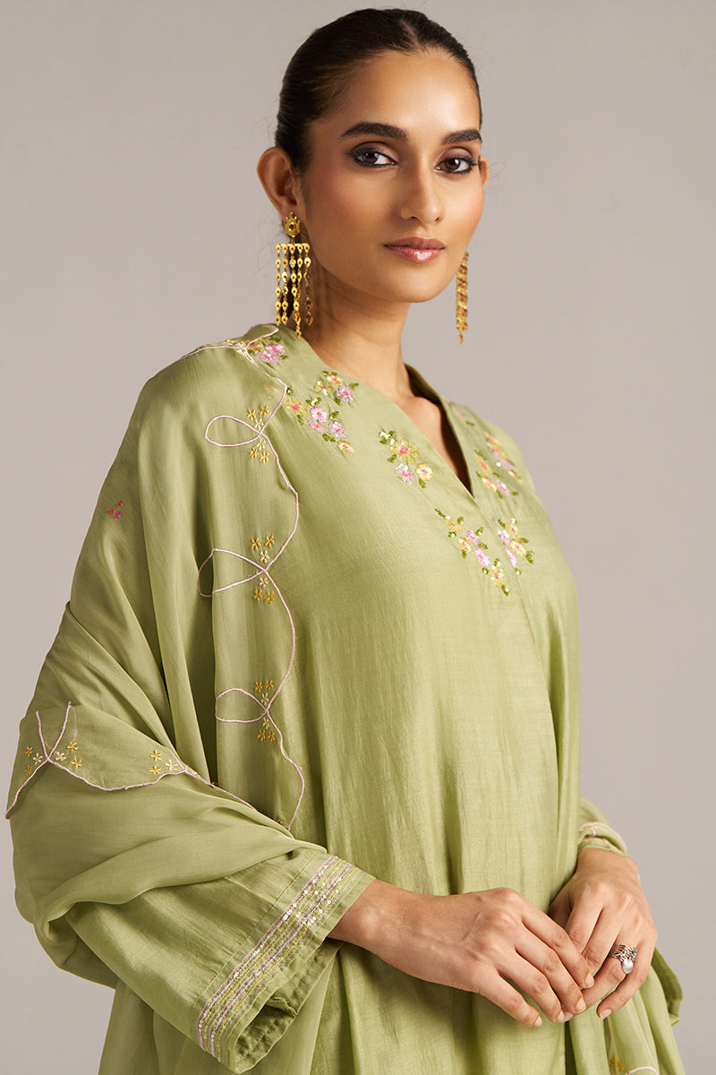 Dhiyona GF Women's Winter Pear Bemberg Silk Festive Kurta Set