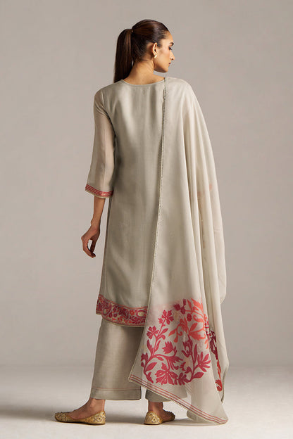 Dhiyona GF Women's Grey Woven Orgenza Kurta Set