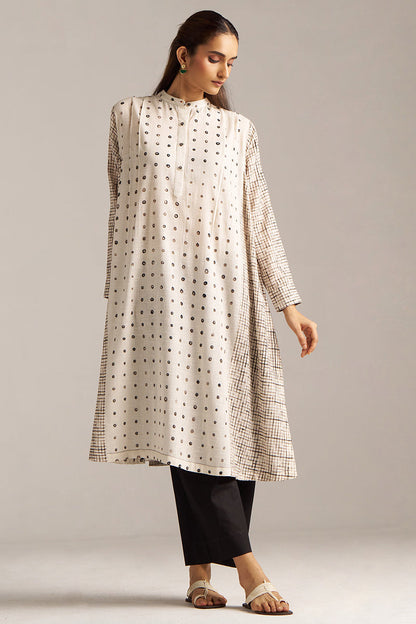Dhiyona GF Women's Off White and Black Print Linen Co-ord Set