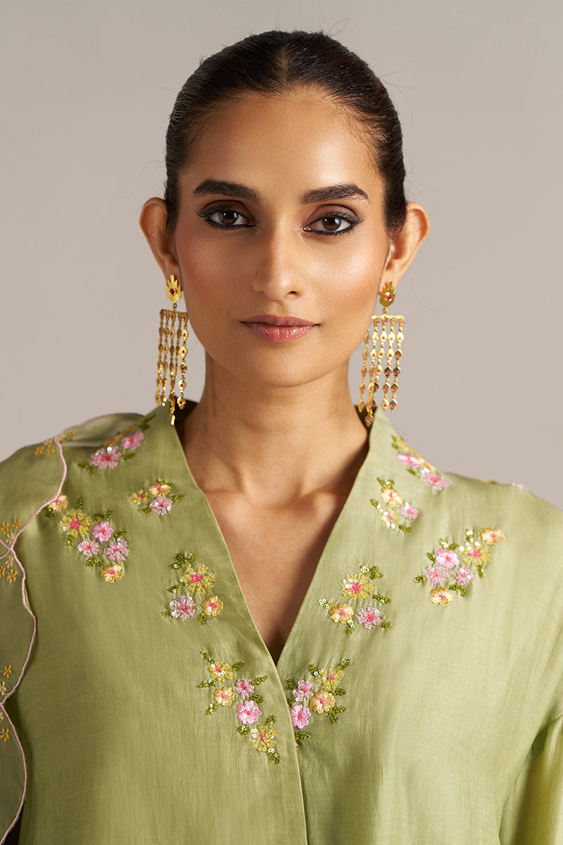 Dhiyona GF Women's Winter Pear Bemberg Silk Festive Kurta Set