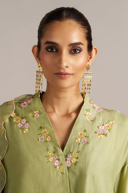 Dhiyona GF Women's Winter Pear Bemberg Silk Festive Kurta Set