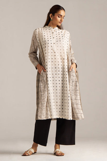 Dhiyona GF Women's Off White and Black Print Linen Co-ord Set