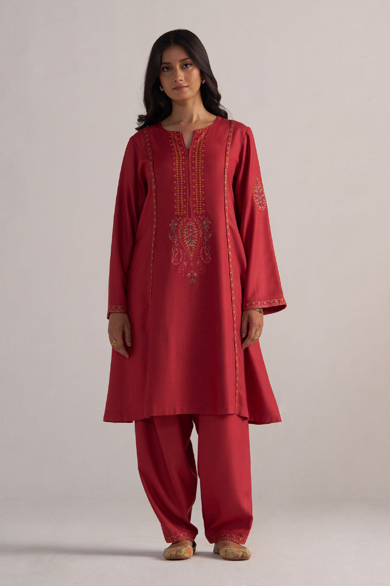 Dhiyona GF Women's Jester Red Pashmina Kurta Set