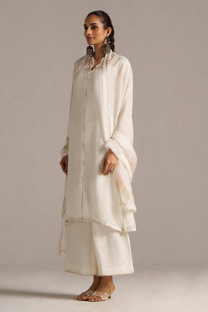 Dhiyona GF Women's Cloud White Bemberg Silk Kurta Set