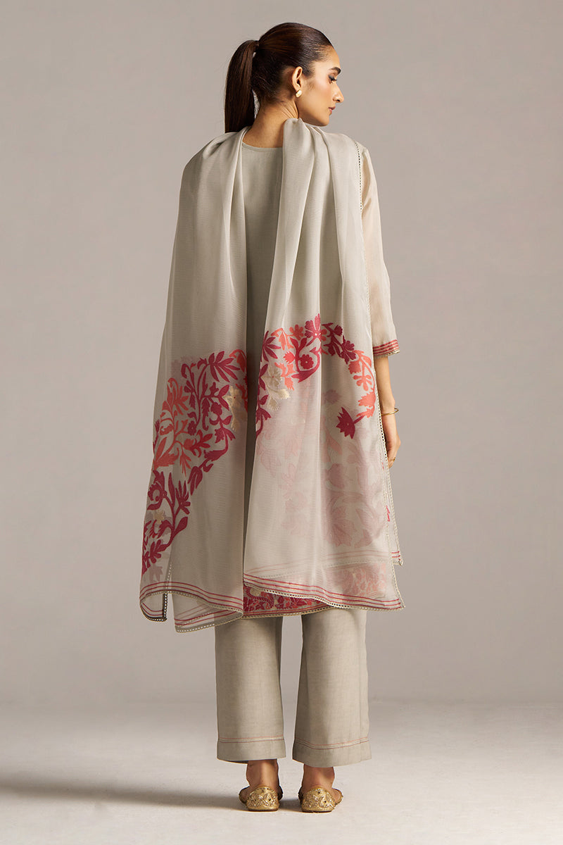 Dhiyona GF Women's Grey Woven Orgenza Kurta Set