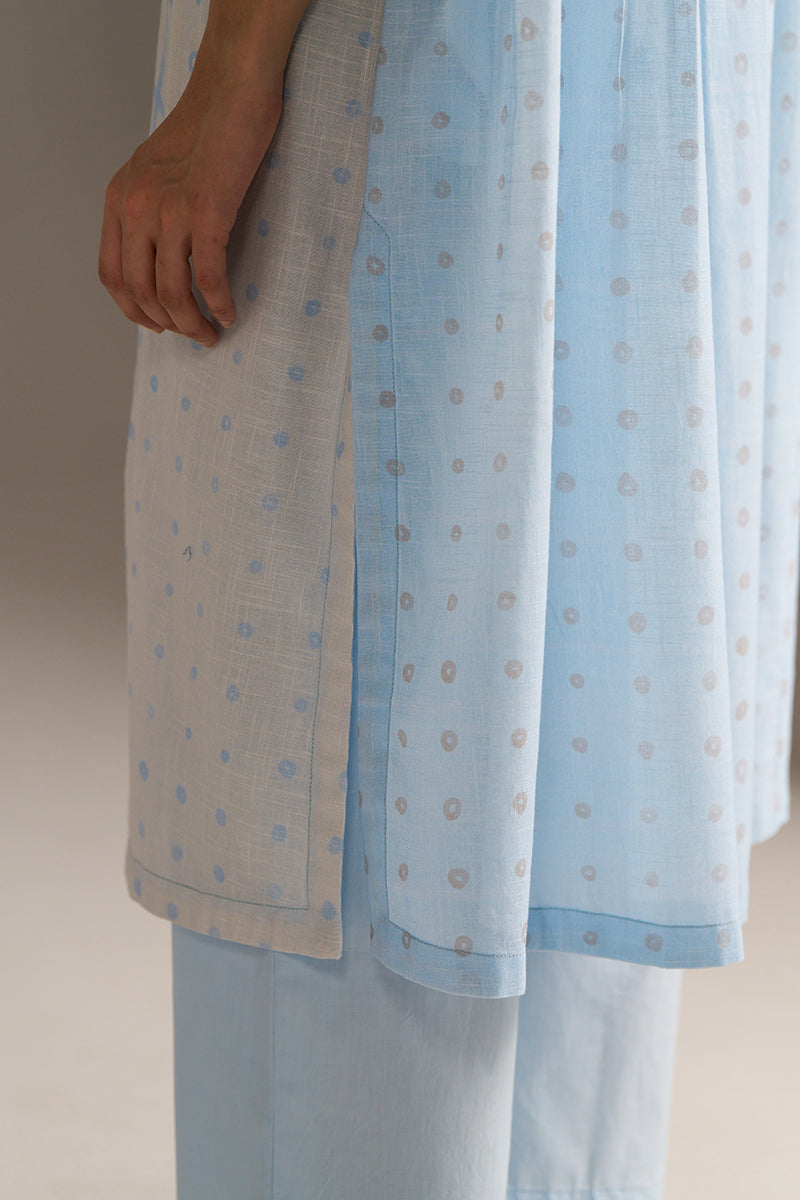 Dhiyona GF Women's Baby Blue and Off-White Check Print Linen Co-ord Set