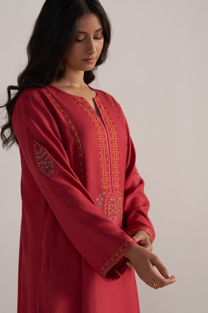 Dhiyona GF Women's Jester Red Pashmina Kurta Set