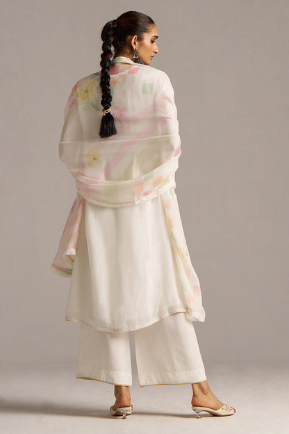 Dhiyona GF Women's Cloud White Bemberg Silk Kurta Set