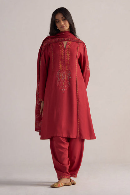 Dhiyona GF Women's Jester Red Pashmina Kurta Set