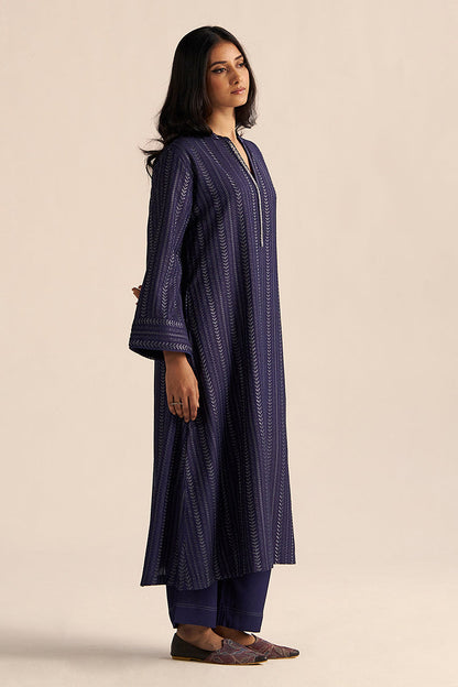 Dhiyona GF Women's Medieval Blue Embroidered Raw Silk Co-ord Set