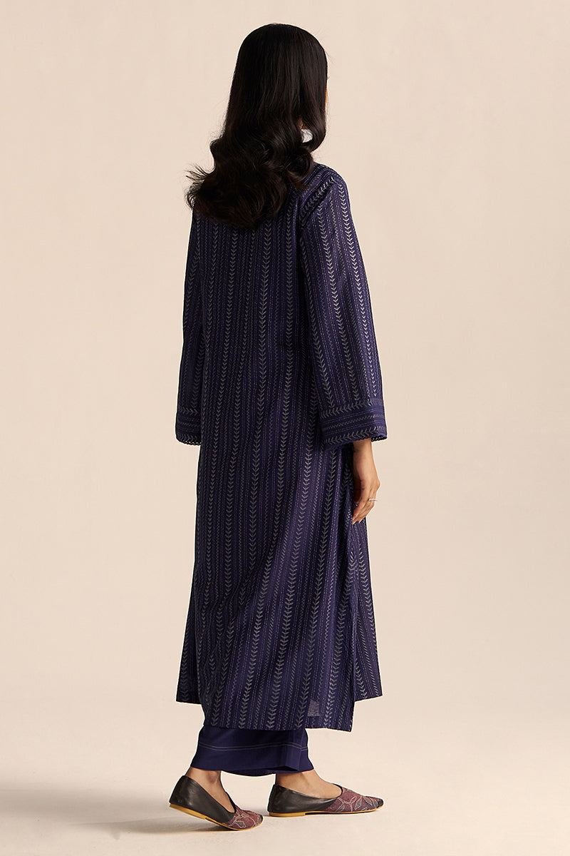 Dhiyona GF Women's Medieval Blue Embroidered Raw Silk Co-ord Set