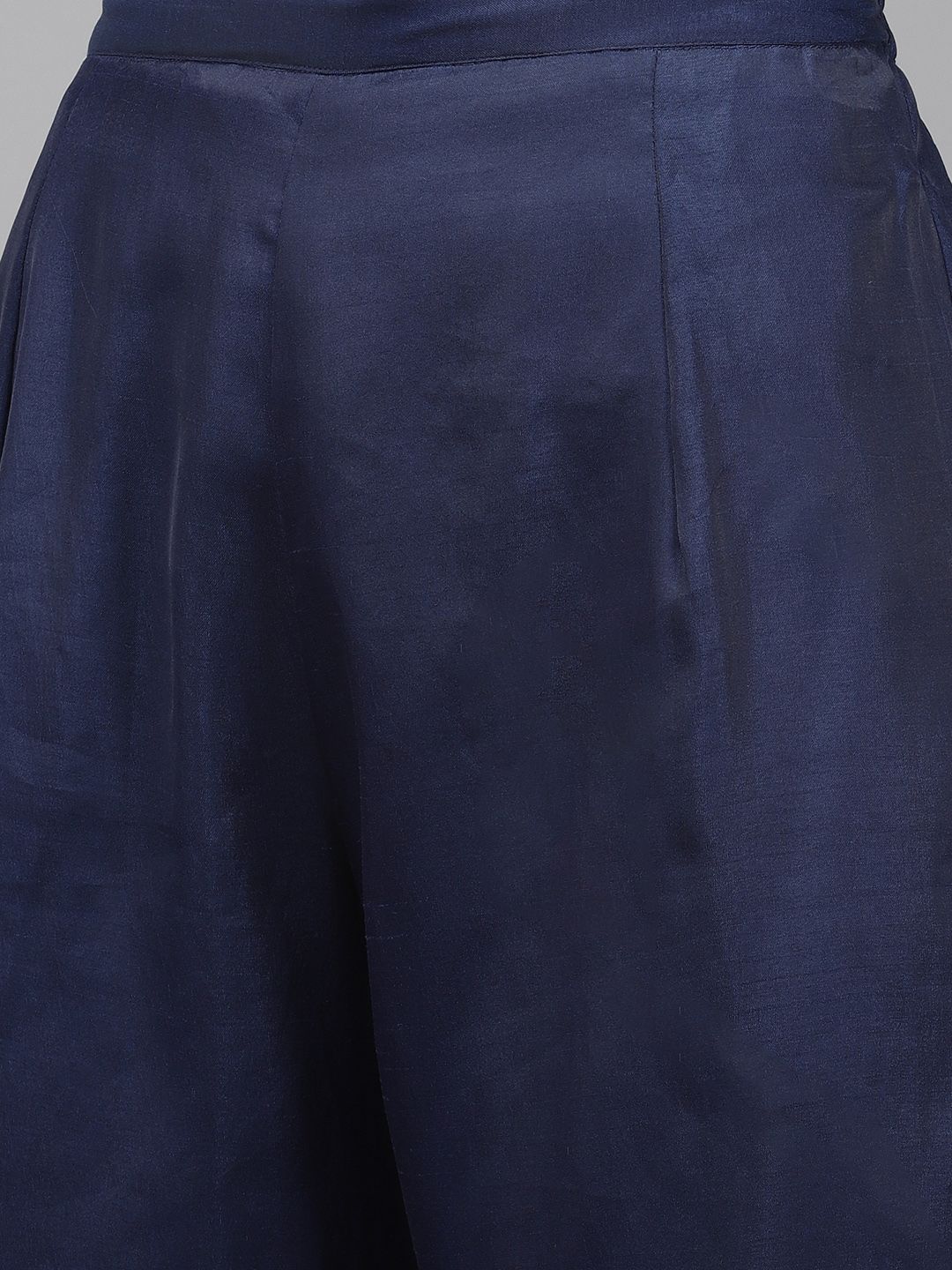 Women Navy Blue Yoke Embroidered Kurta with Palazzos & Dupatta