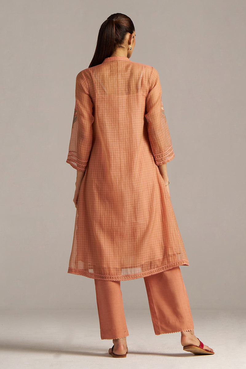 Dhiyona GF Women's Canyon Clay Woven Chanderi Checks Co-ord Set