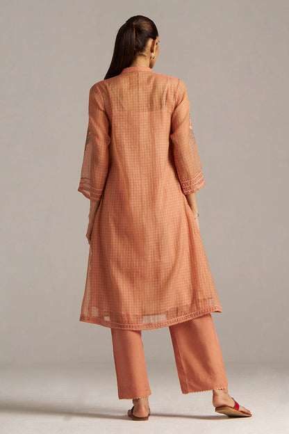 Dhiyona GF Women's Canyon Clay Woven Chanderi Checks Co-ord Set