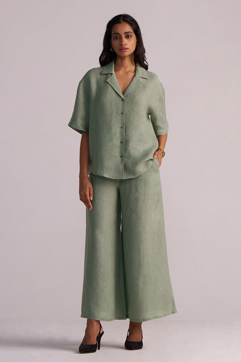 Dhiyona GF Women's Lily Pad Green Pure Linen Co-ord Set