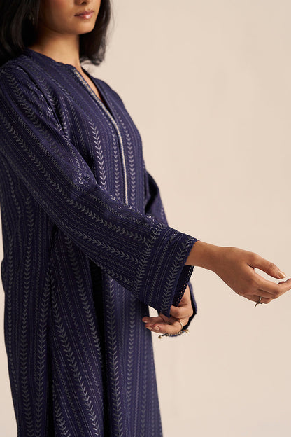 Dhiyona GF Women's Medieval Blue Embroidered Raw Silk Co-ord Set