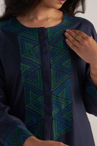 Dhiyona GF Women's Carbon Blue Pashmina Kurta Set