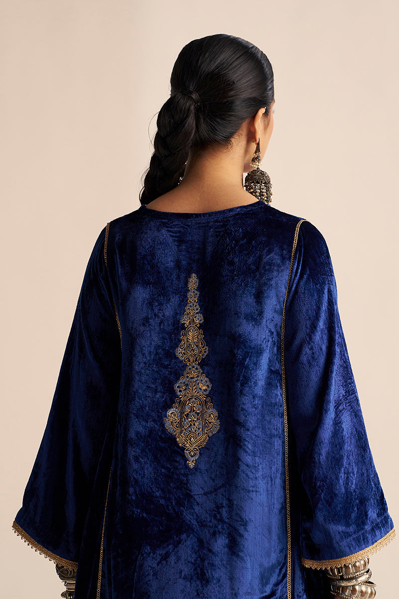 Dhiyona GF Women's Monaco-Blue Velvet Festive Co-ord Set