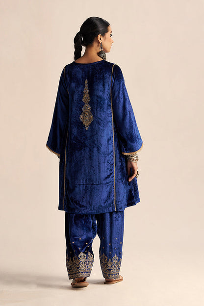 Dhiyona GF Women's Monaco-Blue Velvet Festive Co-ord Set