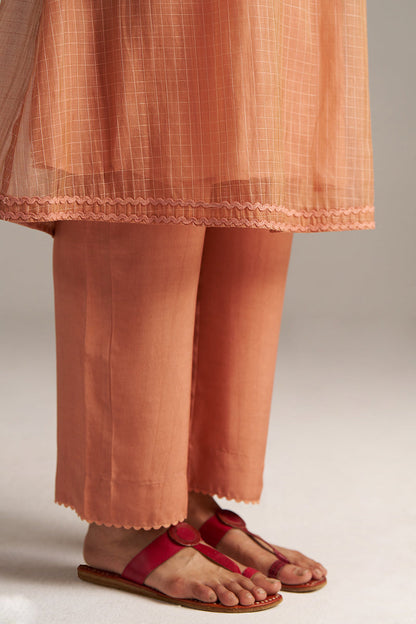 Dhiyona GF Women's Canyon Clay Woven Chanderi Checks Co-ord Set