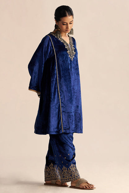 Dhiyona GF Women's Monaco-Blue Velvet Festive Co-ord Set