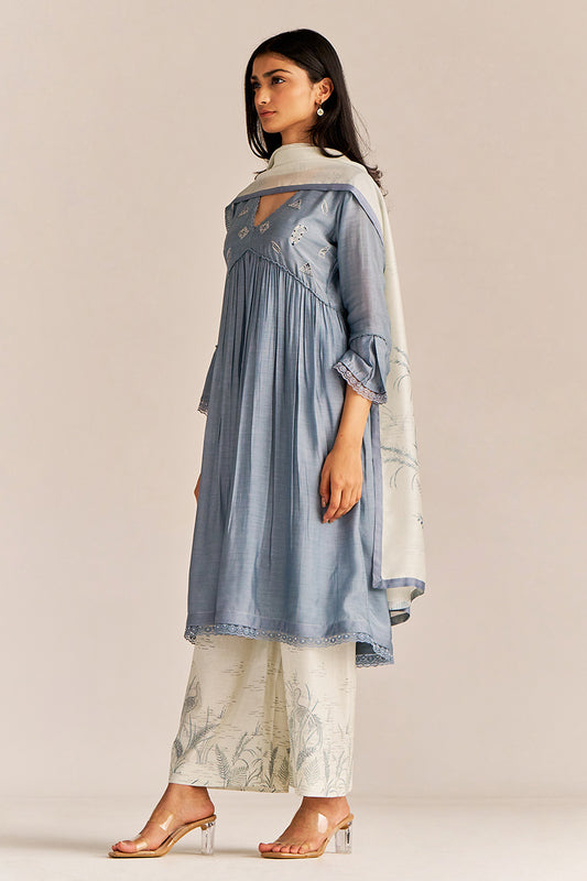 Dhiyona GF Women's Stone Grey Kurta Set