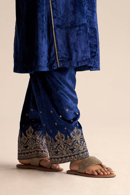 Dhiyona GF Women's Monaco-Blue Velvet Festive Co-ord Set