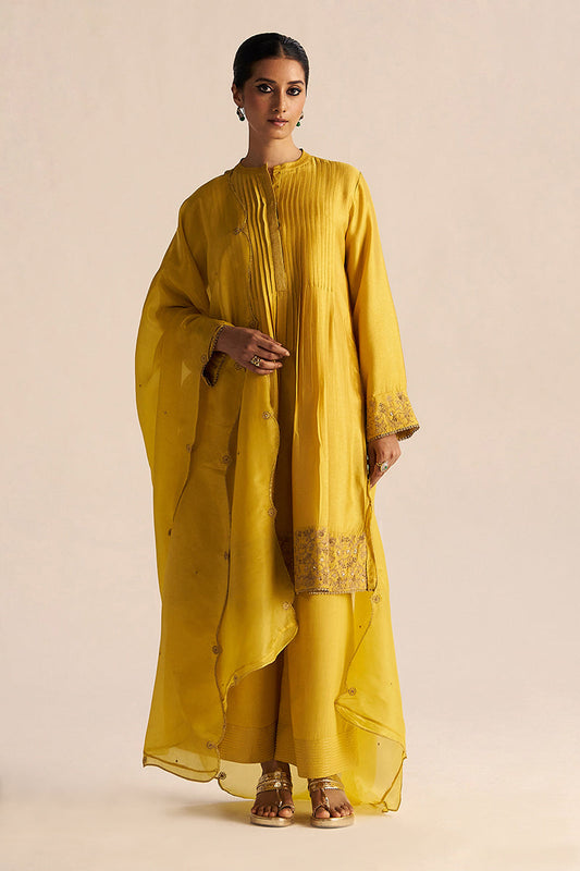 Dhiyona GF Women's Bamboo Yellow Festive Kurta Set