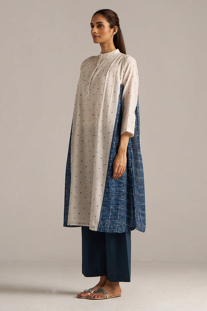 Dhiyona GF Women's Off-White and Indigo Blue Linen Co-ord Set