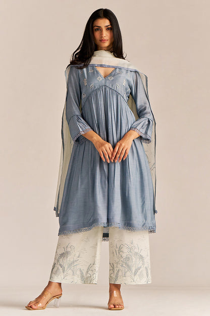 Dhiyona GF Women's Stone Grey Kurta Set