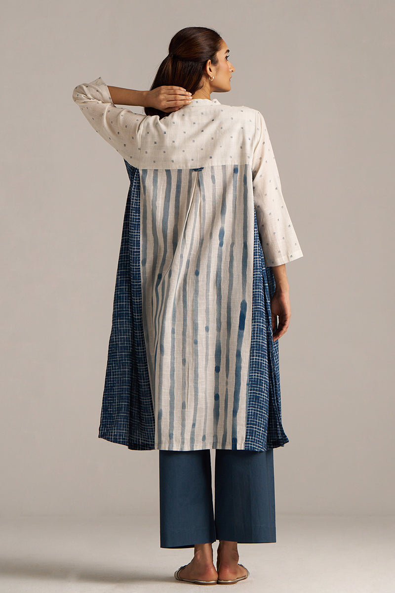 Dhiyona GF Women's Off-White and Indigo Blue Linen Co-ord Set