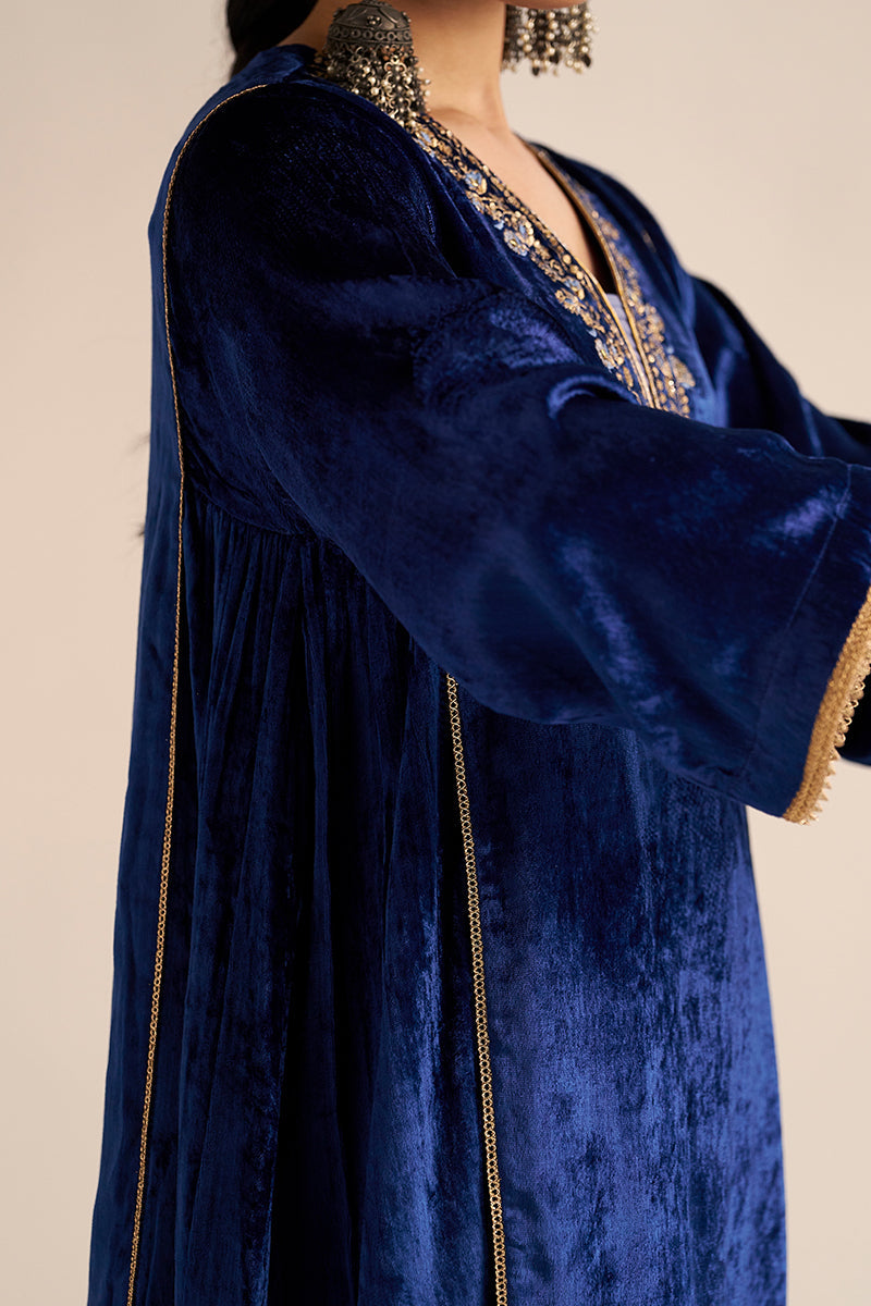 Dhiyona GF Women's Monaco-Blue Velvet Festive Co-ord Set