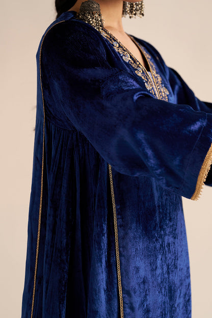 Dhiyona GF Women's Monaco-Blue Velvet Festive Co-ord Set