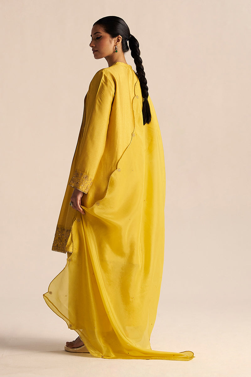 Dhiyona GF Women's Bamboo Yellow Festive Kurta Set